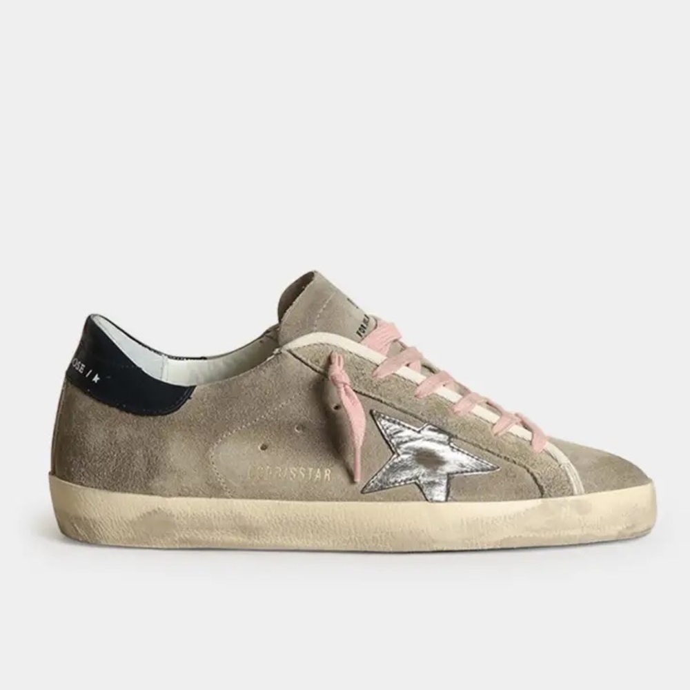 Golden Goose Superstar Sneaker Taupe Suede/Silver/Dark Blue sz 40 New in Box - Picture 2 of 15